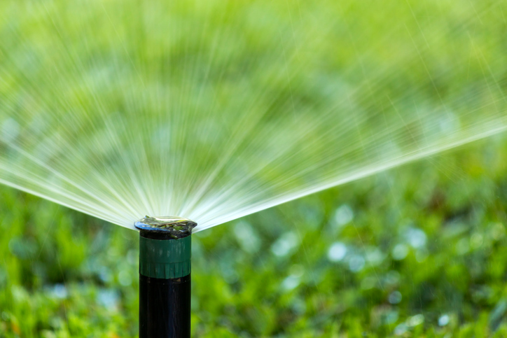 Garden automatic Irrigation system spray watering lawn.