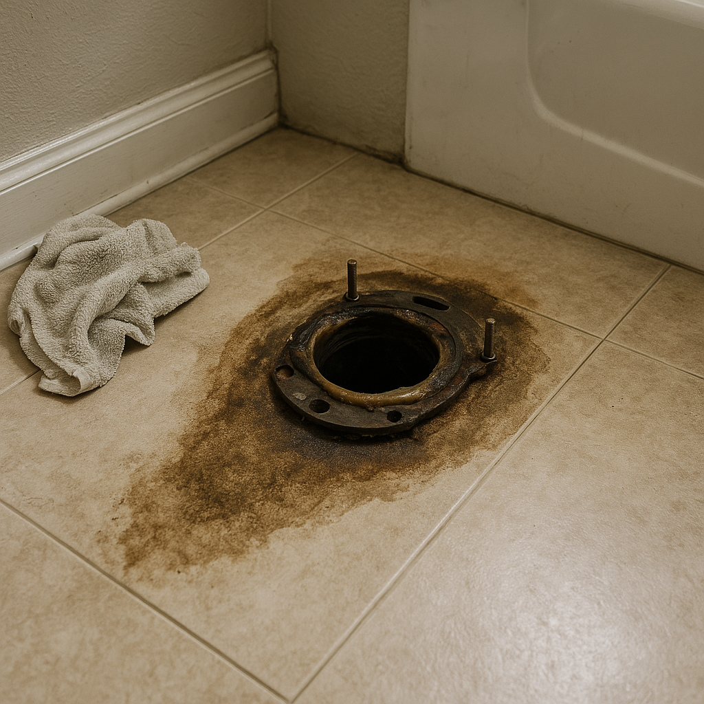 toilet flange leak signs before flooring damage featured